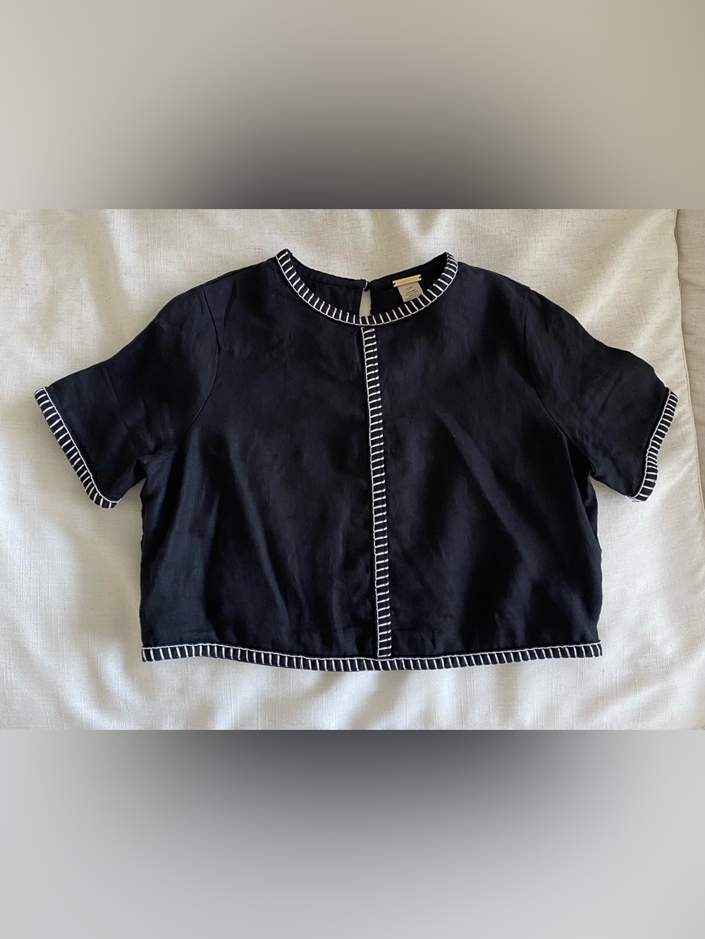 Magaschoni Black Boxy Linen Top